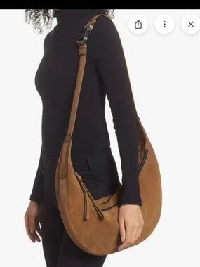 rag & bone  RISER Tan Suede Crescent Hobo Shoulder Bag